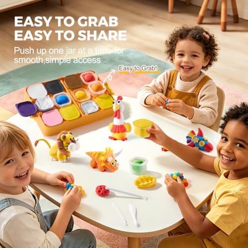Jar Melo Air Dry Clay for Kids 12 Colors Modeling Clay Kit with Storage Box - Image 6