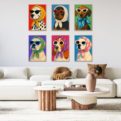 6 Pack Paint by Numbers Kit for Adults, Funny Dog Painting, 8x12 Inch - Image 6