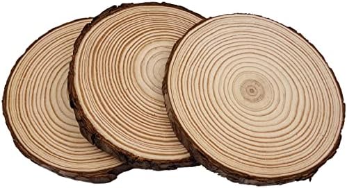 Unfinished Natural with Tree Bark Wood Slices 9 Pcs 5.1-5.5inch Disc Coasters Wood Coaster Pieces Craft Wood kit Circles Crafts Christmas Ornaments DIY Crafts with Bark for Crafts Rustic Wedding - Image 2