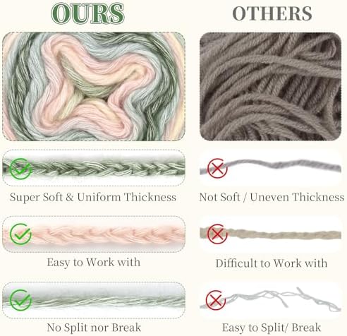 Aeelike Cake Yarn for Crocheting, Soft Ombre Crochet Yarn, Pink Green - Image 6