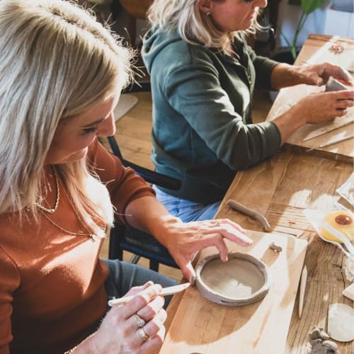 at Home DIY Beginner Pottery Kit for Adults with Instructions and Online Tutorials, Air Dry Sculpting Clay, Tool Kit, Base Coat and Sealant for Date Night or Hobbist - Image 2