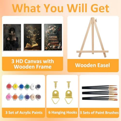 Mandun Book Paint by Numbers Kit for Adults, 3 Pack, 7.8x11.8 inch - Image 4