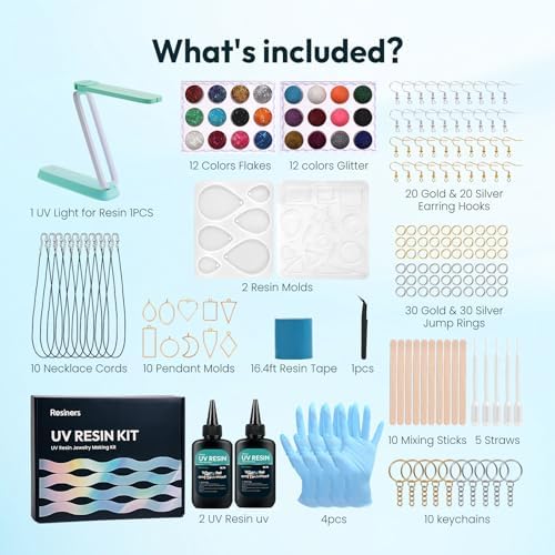 Resiners 190PCS UV Resin Kit with Light for Jewelry Making - Image 4