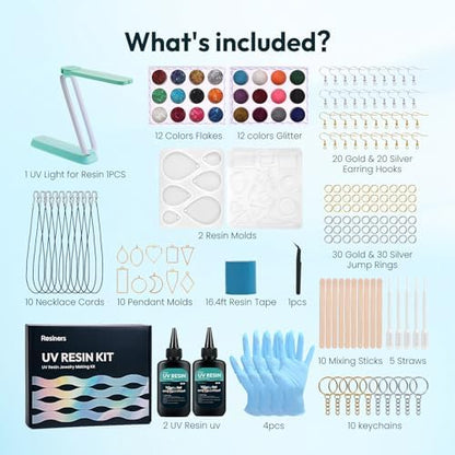 Resiners 190PCS UV Resin Kit with Light for Jewelry Making - Image 4