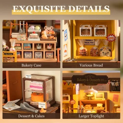 ROBOTIME Miniature House Kit, DIY Mini Dollhouse with LED Light for Adults - Image 2