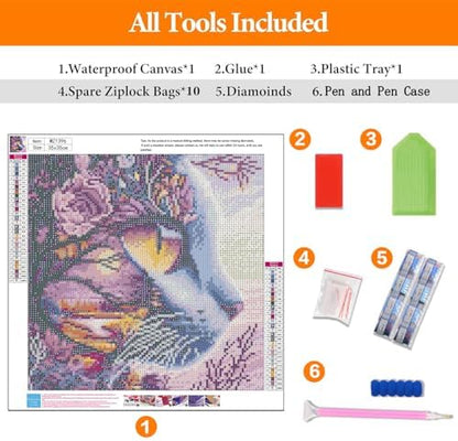 Lophomie Diamond Art Kits for Adults, 5D Cat Diamond Painting Kits 14x14 in - Image 4