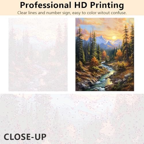 TUMOVO Landscape Framed Paint by Numbers Kit for Adults- Forest Adult Paint by Number Kits on Canvas for Beginners, Mountain Oil Painting Kits Acrylic Paintwork for Gift Home Wall Decor 16"x20" - Image 3