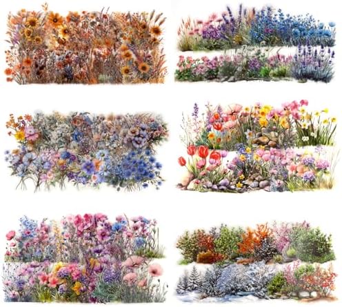 Transparent Flower Stickers for Scrapbooking - 240 Pcs Aesthetic Botanical & Floral Stickers for Scrapbook Supplies, Junk Journal Supplies, Card Making and DIY Craft by DecorateYourWorld