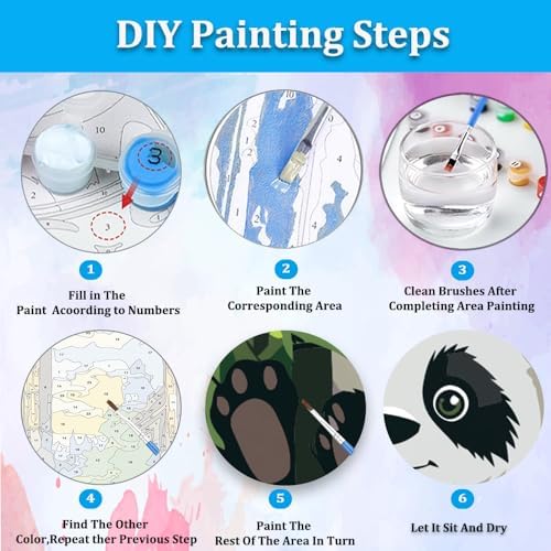 Artunion Framed Paint by Numbers Kit for Adults Beginners & Kids Ages 8-12,Panda Bear Paint by Number with Frame,Cute Animal Paint by Numbers Kit on Canvas 10 * 10 Inch Without Easel - Image 6