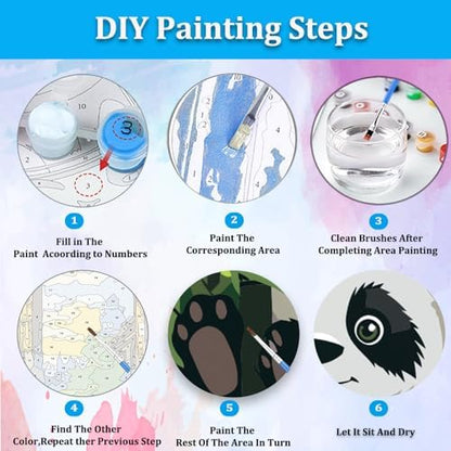 Artunion Framed Paint by Numbers Kit for Adults Beginners & Kids Ages 8-12,Panda Bear Paint by Number with Frame,Cute Animal Paint by Numbers Kit on Canvas 10 * 10 Inch Without Easel - Image 6