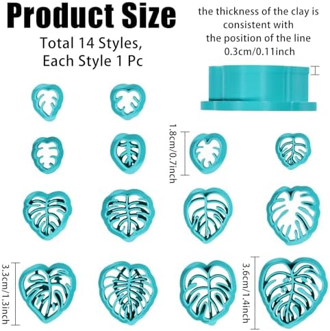 ORIGACH 14 Pcs Monstera Leaves Clay Cutters Set - Image 2