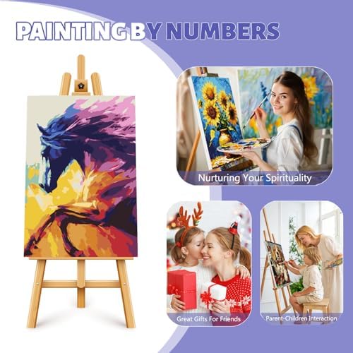 Framed Paint by Numbers Kit for Adults Beginner & Kids Ages 8-12, Abstract Horse Paint by Numbers Kits on Canvas, without Easel, DIY Acrylic Number Painting for Adults for Home Decor Gift 8 x 12 Inch - Image 7
