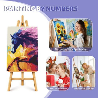 Framed Paint by Numbers Kit for Adults Beginner & Kids Ages 8-12, Abstract Horse Paint by Numbers Kits on Canvas, without Easel, DIY Acrylic Number Painting for Adults for Home Decor Gift 8 x 12 Inch - Image 7