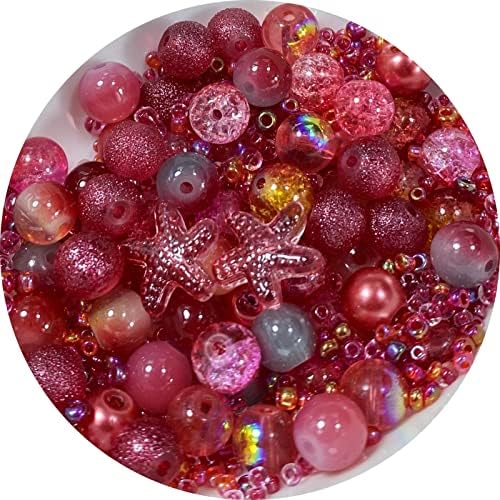 Assorted Glass Resin Beads Multi Size Colors Smooth Cracked Gravel Millet Spacer Beads for Bracelets Necklace Earring DIY Jewelry Making Craft(Rouge Red Series) by ChooseBeadsChooseHonkoolly