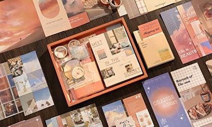 emmoolife 348 Pcs Scrapbooking Supplies Kit, Vintage Aesthetic Scrapbook Kit for Bullet Junk Journal, Stationery, A6 Grid Notebook, DIY Journaling Supplies, Birthday Craft Gift for Teen Girl Women - Image 6