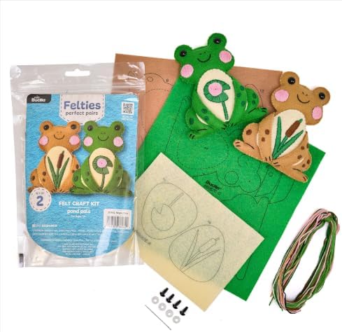 Bucilla, Felties Perfect Pairs Felt Embroidery Craft Kit, for DIY Arts and Crafts Projects, Pond Pals, Set of 2 by Bucilla