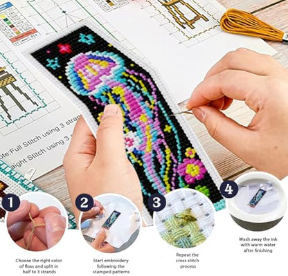 ORIGACH 6 Set Cosmic Ocean Cross Stitch Bookmark Kit for Beginner - Image 4