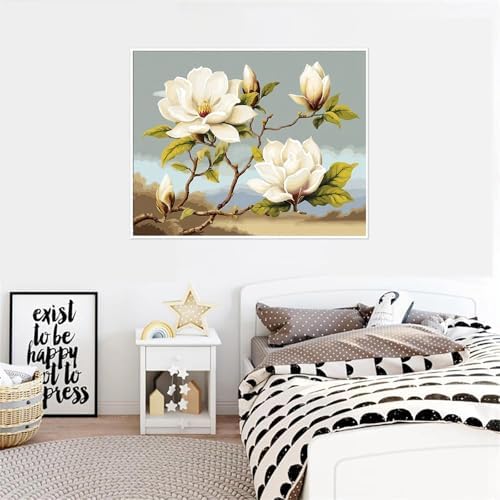 NDNXYXGS Flowers Paint by Numbers Kits for Adults,Magnolia DIY Painting Kit on Canvas,Floral Color by Numbers,Large Adult Paint by Number for Wall Decor and Gifts (flower2) - Image 6