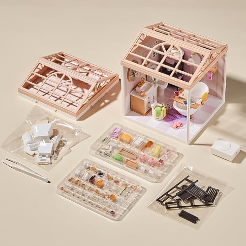 DIY Miniature Bathroom Kit with 101Pcs, 1:24 Scale Dollhouse Furniture with LED Light, Realistic Accessories & Connectable Base for Adults & Kids 8+ - Image 6