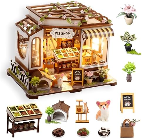 DIY Miniature House Kit- Miniature House Kit Adults Pet Shop by CASRRA