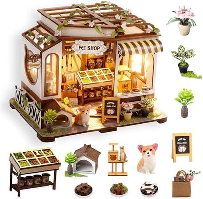DIY Miniature House Kit- Miniature House Kit Adults Pet Shop by CASRRA