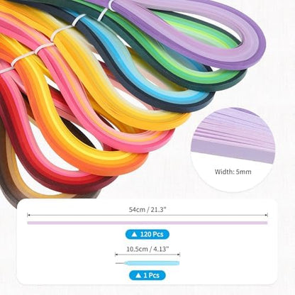 MECCANIXITY Paper Quilling Kit, 21.3 Inch 5mm Paper Quilling Strips with Blue Pen for Beginners DIY Hand Crafts Teaching Tools Flower Decoration(Purple, Pack of 120) - Image 2