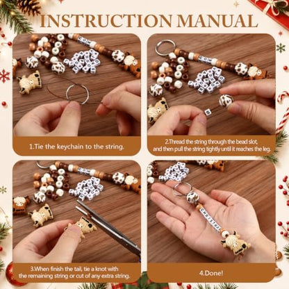 Landical 564 Pcs DIY Highland Cow Bead Keychain Kit Name Keychain Craft - Image 3