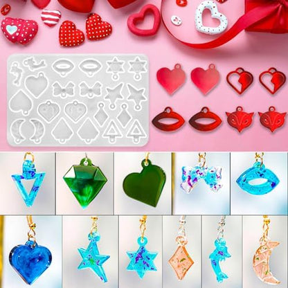 4Pack Valentine's Day Earring Resin Silicone Molds Kit, Love Heart Shape Resin Mold with200Pcs Earring Hook Jump Ring for Epoxy Resin Casting DIY Craft Earring Jewelry Making (4 Packs White) - Image 6