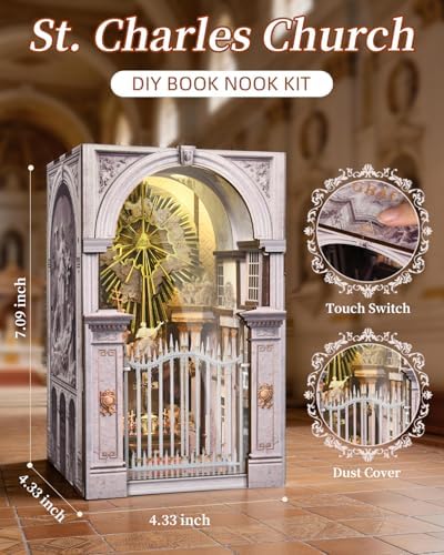 MiniCity St. Charles Church Book Nook Kit, DIY Miniature House with LED - Image 6