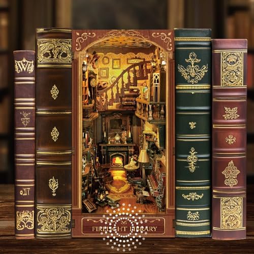 Firelight Library Book Nook, DIY Miniature House Puzzle for Magical Home Decor, 3D Bookshelf Decor for Adults and Beginners - Image 3