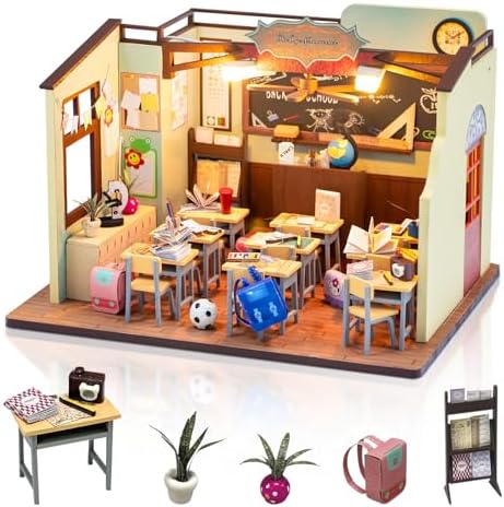 Miniature House Kit, DIY Dollhouse Kit w/LED Lights for Adults by MakingLifeFunforCool