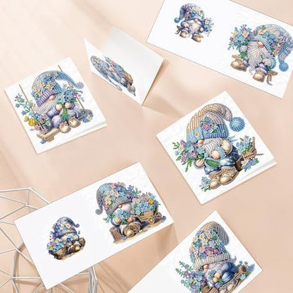 MVVMTOP 6pcs Diamond Art Painting Greeting Card, DIY Flower and Dwarf Diamond Art Greeting Card for Blessing and Wishe Special Shaped Diamond Arts Crafts for Christmas Birthday Thanksgiving Day - Image 4