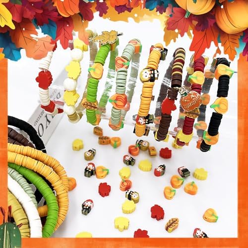 3600 PCS 10 Strands Fall Clay Beads for Jewelry Making, with 50pcs Autumn Clay Charms for Bracelets Making (Thanksgiving Day) - Image 3