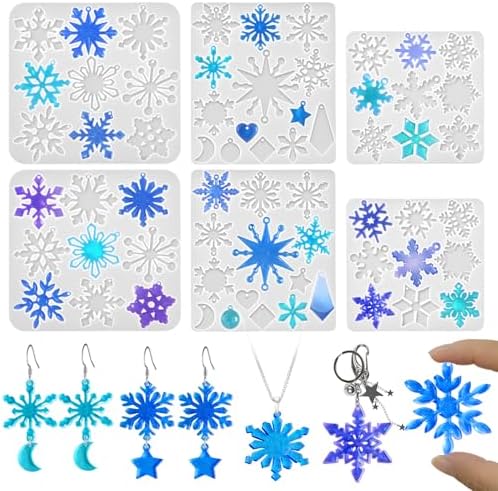 Snowflake Earring Mold, in Pairs Christmas Earring Molds with Hole by ZQYSING