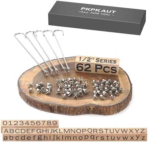 62Pcs 1/2" Custom Branding Iron for Wood, Leather Branding Stamp by PKPKAUT