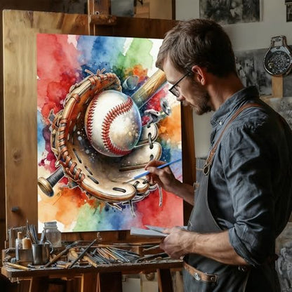 Reivworl Baseball Paint by Numbers Kit for Adults Beginner, 16" Wx20 L Baseball Paint by Number for Adult, Acrylic Painting Kits with Canvas for Gifts and Wall Decor - Image 3