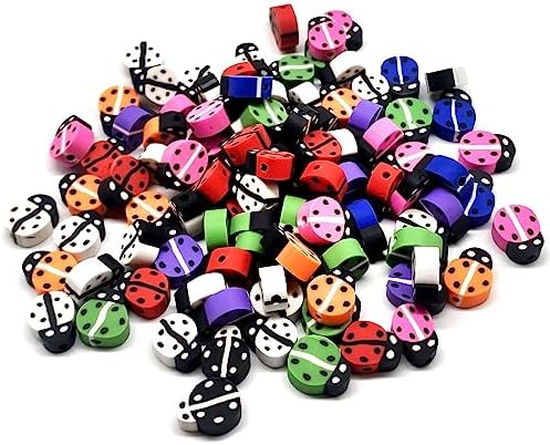 100 Pcs Polymer Clay Beads Mixed Heishi Spacer Beads Supplies for DIY Bracelet Earring Necklace Jewelry Making (Ladybug) by PEVOGON
