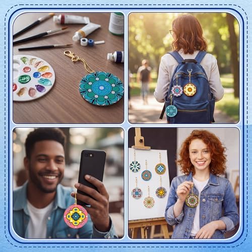 Trnayi 24 Pcs Paint by Numbers Keychains, 12 Mandala Designs for Adults - Image 5