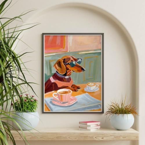 Dog Coffee Paint by Numbers Kit for Adults Framed Canvas, Frameworkless - Image 5