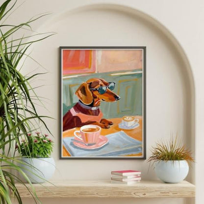Dog Coffee Paint by Numbers Kit for Adults Framed Canvas, Frameworkless - Image 5