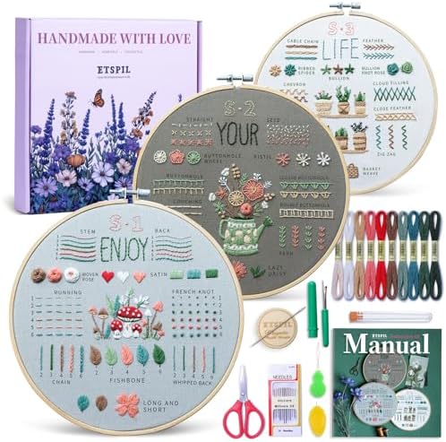 ETSPIL Embroidery Kit for Beginners, 4K Step-by-Step Video, Adults, Gift by ETSPIL