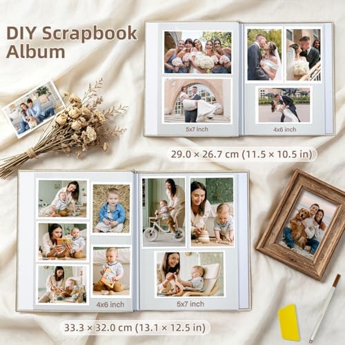 Popotop Photo Album Self Adhesive Scrapbook Album for 4x6 5x7 8x10 Pictures DIY Photo Book as Scrapbooking Supplies Kits, Birthday Gifts for Women Mom Wedding Baby Family Travel - Image 6