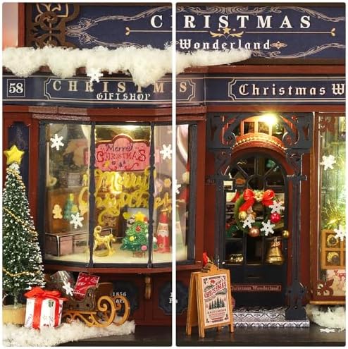 Christmas Miniature Dollhouse Kits, Tiny House Kit and Light - Image 5