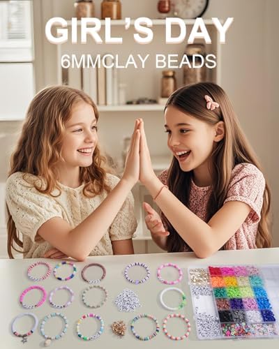BestNow Clay Beads Bracelet Making Kit 5000 Pcs Friendship Bracelet Kits Flat Beads for Jewelry Making Polymer Heishi Beads Set for Bracelet Necklace DIY Crafts Gift for Girls Ages 6-12 - Image 6