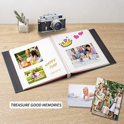 Large Photo Album Self Adhesive 4x6 5x7 6x8 8x10 Pictures Scrapbook Magnetic Album DIY Scrap Book 60 Sticky Pages Linen Cover DIY Photo Album with A Metallic Pen and DIY Accessories(Drak Green) - Image 3