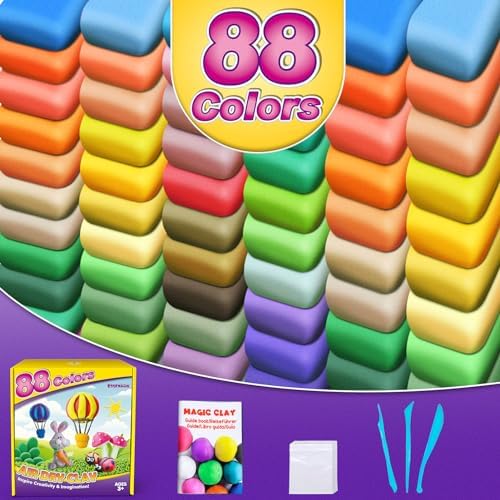 ESSENSON Air Dry Clay 88 Colors, Modeling Magic Clay for Kids, DIY Molding Craft, Gift for Kids - Image 2