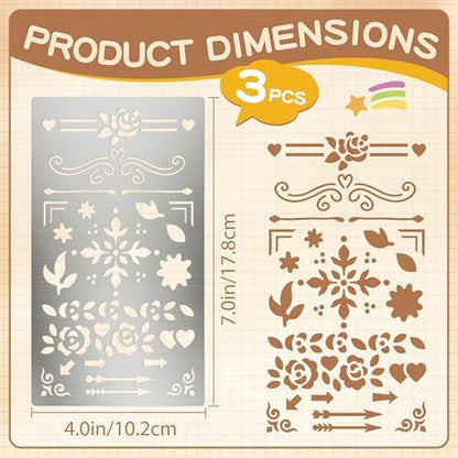 3PCS Planner Stencils, Metal Journal Stencil for Wood Burning - Image 2