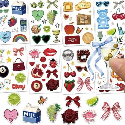 Scrapbook Supplies Kit 12 Sheets 6x6 Inch Scrapbook Paper 4 Letter Sticker Sheets 10 Washi Tape 8 Decorative Sticker Sheets for Scrapbooking Journaling Diary and Junk Journal Crafts (Girly) - Image 6