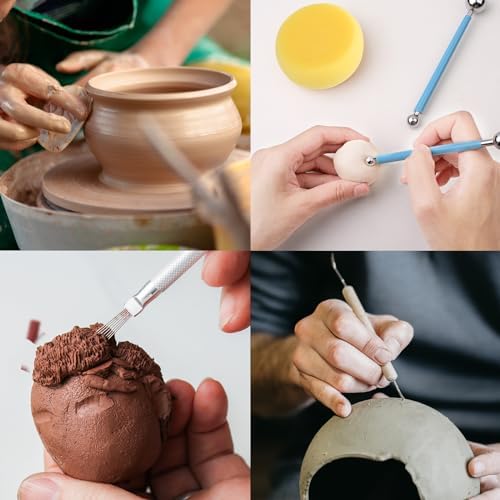 Blisstime 18PCS Clay Sculpting Tools, Basic Clay Pottery Carving Tool Kit with Wooden Handles and Tool Bag - Image 6