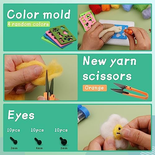 Mayboos Needle Felting Kit, Wool Roving 20 Colors Set - Image 6